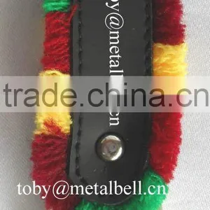 3.6inch Keyring Cowbell A4-C017 in Gold Plated With Leather Strap and Fringes as Souvenir (E136 ) thumbnail-1