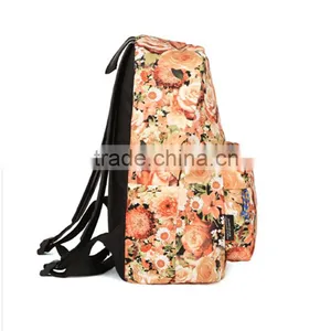 2016 New Fashional Floral Printed Nylon Youthful Backpack Girls School Bag thumbnail-3