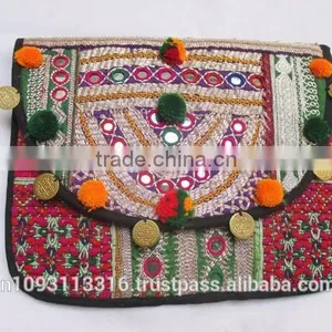 Latest 2015 INDIAN OLD VINTAGE ANTIQUE ETHNIC HANDMADE BANJARA TRIBAL BAG/TOTE BAG/CLUTCH BAG thumbnail-2