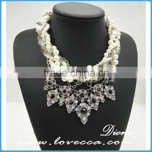 Fashion Luxury Exaggerate Black Stones White Crystal Necklace High Collar Chain thumbnail-2