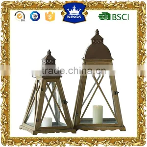 Hurricane Wooden Candle Holder Wooden Lantern With Glass Manufacture of Stylish thumbnail-1