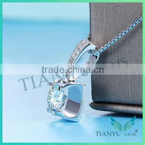 Wholesale Silver Necklace Jewelry 8 Hearts & Arrows Super White Moissanite Pendants Charms thumbnail-2