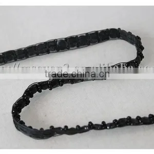 Handmade Black Organza Beaded Trim Decorative Beaded Trimming for Garments/bags/dress thumbnail-6