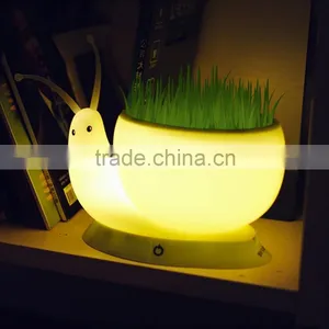 Novelty Snail Led Night Light DC 5V USB Charging 1W Ecological Plant Potting Lamp Home Decoration Yellow Night Light Kid Gift thumbnail-1