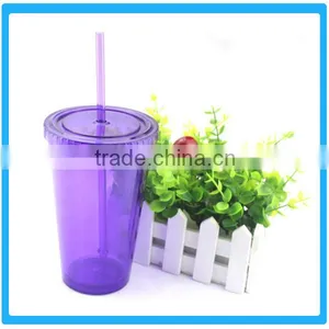 Wholesale Plastic Colorful Double Wall Straw Mug thumbnail-1