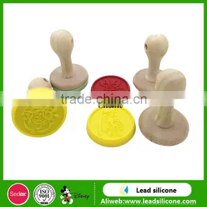 3D Custom Funny Printed Silicone Cookie Stamp With Wooden Handle thumbnail-3