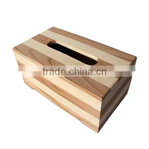 Creative Rectangular Wooden Striped Tissue Box, Hotel Household Use Packaging Box thumbnail-3