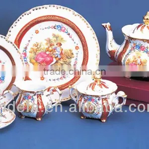 New Bone China Porcelain/ceramic Coffee Tea Set 24pcs /17pcs/ 15pcs With Gold thumbnail-1
