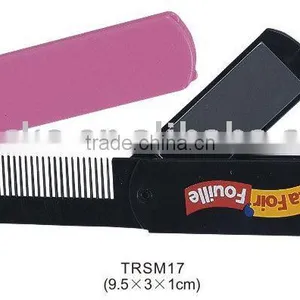 Foldable Plastic Travel Cosmetic Mirror Set Custom Logo Cheap Mirror With Comb thumbnail-1