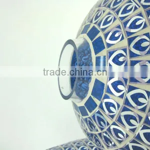 White With Blue Fashion Peacock Feather Pattern Handmade Decorative Flower Vase thumbnail-4