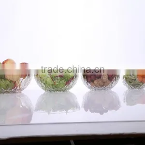 Set 5 Engraving Large Clear Decorative Glass Salad Bowls thumbnail-1