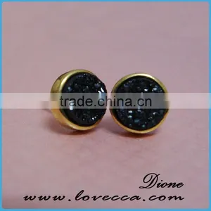 Blue Druzy 925 Sterling Silver Studs Earring, Indian Gemstone Earring thumbnail-6