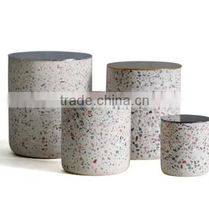 Concrete Terrazzo Candle Cup With Black Metal Lid thumbnail-3