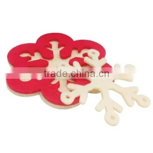 2017 Christmas Snowflake Felt Coaster Table Decoration Made in China thumbnail-1