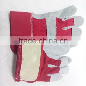 Cow Split Canadian Red Cotton Drill Back Leather Mining Gloves thumbnail-4