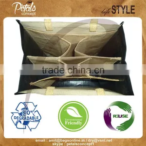 Six Bottle Juco Beer Bag With Partition for OEM - Made From pp Laminated Fabric thumbnail-5