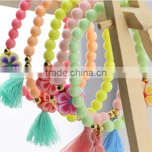 Colorful Bangle Wristband Children Kids Custom Tassel Bead Bracelet thumbnail-6