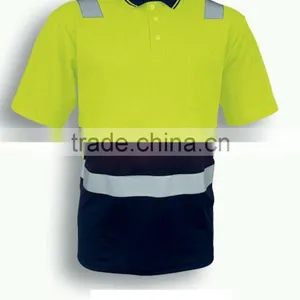 Hi-Vis Short Sleeve Safety Work Polo Shirt With Reflective Tape thumbnail-1