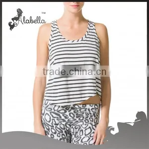 Hot Sexy Girl Photo Tank Tops Skinny Stripes Vest thumbnail-1