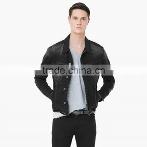 Life Casual Wear Denim Black Jacket Fashion Design for Men thumbnail-1
