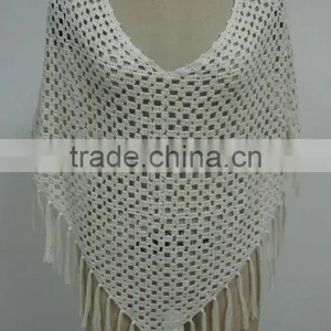 Crochet Cotton Lady's Poncho With Tassel thumbnail-1