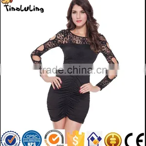 2017 Wholesale Women Long Sleeve Backless Black Party Bodycon Sexy Dress Sexy Lingerie thumbnail-1