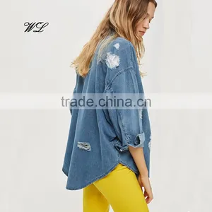 China Supplier Denim Fashion Custom Woman Shirt and Blouse thumbnail-1
