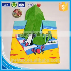 Trade Assurance Combed Cotton Screen Printing Terry Children Poncho Beach Towel thumbnail-1