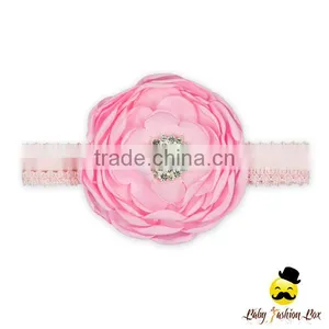 Wholesale Remake Photo Props Fabric Flashing Gray Bulk Flower With Diamond Newborn Baby Girl Elastic Strand Floral Headband thumbnail-4