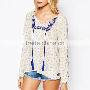 Latest Ladies Chiffon Women Tops Casual Fashion Blouse for Women 2016 thumbnail-2