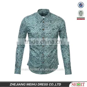 2017 Latest Fashion Wooden Button Printed Tuxedo Shirt thumbnail-1