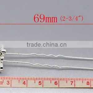 Wholesale Silver Plated Rhinestone Crown Charm Wedding Hairpins thumbnail-3