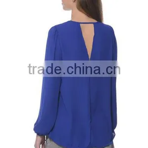 Fashion Sexy Indian Women Long Sleeve V Neck In Blouse Girls Solid Color Casual Chiffon Shirts thumbnail-5