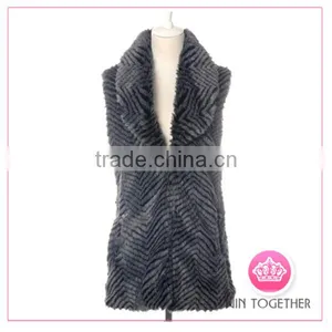 Long Women Plus Size Sleeveless Fur Vest thumbnail-1