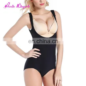 Discount Plus Size Smoothing Solid Black Bodysuit Women Sxy thumbnail-3
