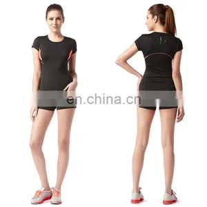 Yihao New Wholesale Bodybuliding Custom Woman Sportswear Fashion Running Plain T Shirt Sports Yoga T Shirt thumbnail-3