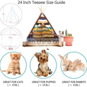 New Design Colorful Pet Teepee Tent Portable Dog House Washable Canvas Dog Tent thumbnail-4