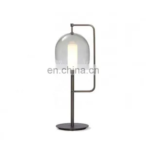 Wholesale Modern Amber Clear Glass Gold Metal Table Lamp For Hotel thumbnail-4