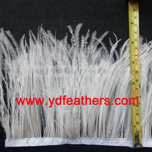 Ostrich Feather Fringe/Trim Sewn On Ribbon From China thumbnail-1