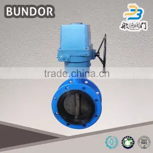 China Manufacture Cast Iron Motorized Double Flange Butterfly Valve Price thumbnail-1