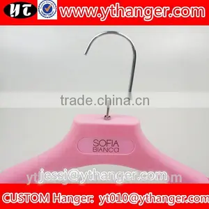 YY0509 Clothing Brands Logos Pink Non-slip Velvet Wedding Dress Hanger Velvet Flocked Clothes Hangers Supplier's Choice thumbnail-3