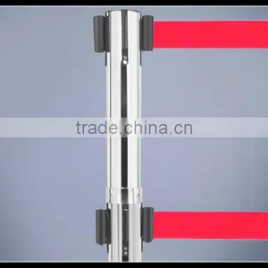 Silver Stainless Steels Double Belt Barriers- 2 Webbings Barriers- Metal Poles thumbnail-3