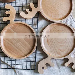Creative Good Quality Bamboo Antler Shaped Serving Plate Tray Christmas Snack Food Elk Decorative Tray thumbnail-5