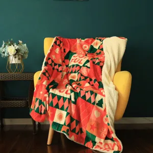 Flannel Printed Blanket, Thickened Cover Blanket, Cotton Velvet Blanket, Warm Christmas and Winter Office thumbnail-4
