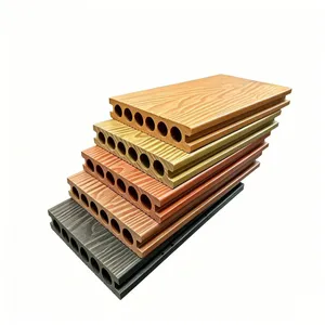 Factory Wholesale Outdoor Wood-plastic Round-hole Long Strip Embossed Plastic Wood Floors, Waterproof and Anti-corrosion Floors for Courtyards and Terraces thumbnail-5
