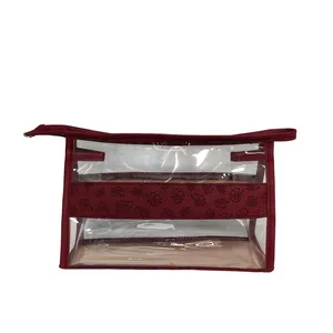 Floral Embossed Clear PVC Toiletry Bag thumbnail-1