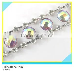 Fancy Crystal Trimming Rhinestone and Pearl Cake Trim Silver Cup Chain Mix 888 Crystal thumbnail-4