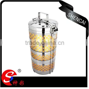 Guangdong Stainless Steel Tiffin Lunch Box/ 4 Layers Thermal Metal Food Carrier/ Hand Pot thumbnail-1
