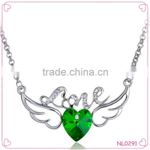 Fashion Simple Crystal Heart Pendant Silver Necklace Beautiful Women's Jewelry thumbnail-1