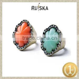 Two Color Vintage Alloy Crystal Rings For Ladies thumbnail-1